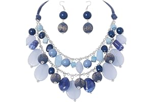 BOCARJEWELRY BOCAR 2 Layer Statement Necklace Chunky Beaded Fashion Necklace for Women Gifts