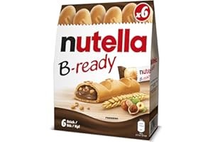 Nutella B-ready - 6 Snack Dolci Monoporzione, Croccante Cialda di Pane con un Cremoso Ripieno di Nutella, 132 gr