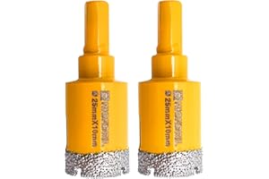 HIGHDRIL Brocas de Diamante - 25mm × 2 Vástago Triangular Sierra de Perforación Soldada al Vacío para Cerámica Porcelana Granito Mármol Mampostería