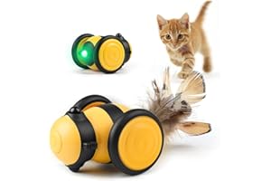 Baytion Juguetes para Gatos Interactivo, Juguetes Electrónicos para Gatos en Interiores, Luces LED Cambiantes，Recargables Mediante Puerto Tipo-C, Amarillo