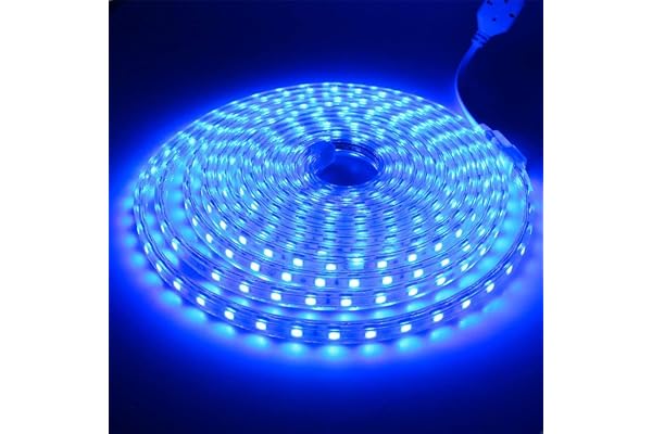 Bandes LED SMD5050 60 LED/M 220 V IP65 imperméable avec prise onssi LED 3M bleu