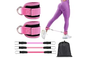 LEXICANMHS Zestaw taśm oporowych z pętlami na stopę, taśmy oporowe na kostki, opaski na kostkę do treningu z mankietami, przyrząd treningowy do mięśni pośladkowych