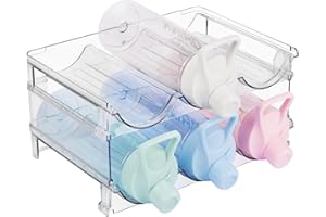 MEIYAXINWIN Wine Rack for Fridge, Cupboard, Bottle Rack Stackable 2 Layer Acrylic Water Bottle Storage Organiser, Plastic Wine Bottle Holder, Holds 6 Bottles