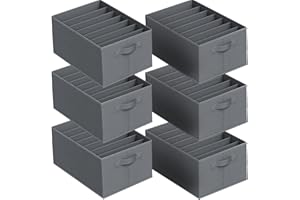 Niviy 6PCS Organisateur Tiroir Vetement Rangement Vetement Dressing avec 7 Compartiments pour Pantalons,T-Shirts Rangement sous Vêtement Pliable avec Poignée 44x30x20cm