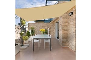 HENG FENG Sun Shade Sail Rectangle 3x4m Waterproof PES Polyester Canopy Awning Sunscreen with 98% UV Block for Outdoor Patio Garden Sand