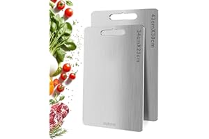 PARPAT Titan Schneidebrett, S316 Schneidebrett Edelstahl, BPA-freies Doppelseitiges Lebensmittel Titanium Cutting Board, ideal für Fleisch, Brot, Gemüse & Obst