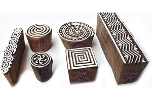 ROYAL KRAFT Ethnique Spirale et Géométrique Designs Bois Tampons pour Impression (Set de 6)