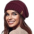 TOSKATOK Ladies Warm Slouch Knit Winter Beanie Hat with Supersoft Velour Thermal Lining ski Cap