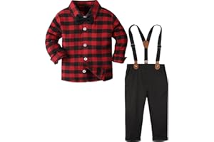 mintgreen Bebé Niño Boda Traje 4pcs Bebé Cumpleaños Traje Manga Larga Camisas Sólidas + Pantalones + Tirantes + Pajarita 1-5 Años