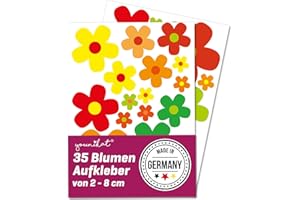 EASYDRUCK24DE set d'autocollants fleurs colorées I flower-power sticker pout scooter vélo ordinateur portable laptop smartphone voiture I résistant aux intempéries I kfz_243