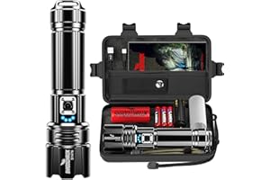 Shadowhawk Torcia LED Potente Professionale 500000 Lumen | Militare Torce Led Alta Potenza Ricaricabili(12H Illuminazione 5000mAh Batteria), Per Campeggio/Trekking/Emergenza, IP67 & 5 Modalità