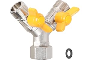 CPROSP Vanne 3 Voie Raccord Y Robinet WC 3 Voies Douchette G 1/2 avec 1 Rondelles en Caoutchouc pour Salle de Bain, Cuisine