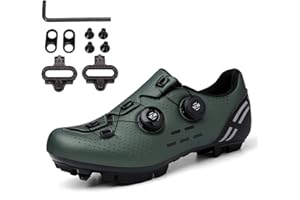 PENXZT Men's Cycling Shoes Mountain Bike Shoes Compatible with 2-Bolt Cleats MTB Outdoor Shoes Riding Bike Shoes