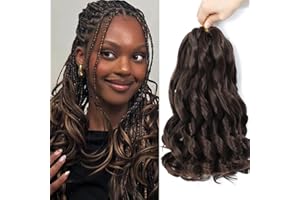FALEMEI French Curl Braiding Hair 12 Inch 8 Packs Curly Braiding Hair Pre Stretched French Curls Braiding Extension Curl Crochet Braids Spiral Extensions (4#, 12 Inch (Pack of 8))