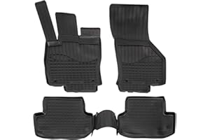 J&J AUTOMOTIVE | Tapis De Sol en Caoutchouc TPE Toutes Saisones pour Leon 3 2012-2020 Système de Fixation Bord Haut Noir Antidérapant Toutes Saisons