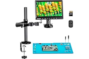 10" Digital Micrscope with Flexible Arm for Adults, Soldering Microscope for Electronics Repair, Opqpq ODM702 Flex Coin Microscope with Ring Light Full View, PCB Magnifying Glass Electron Magnifier