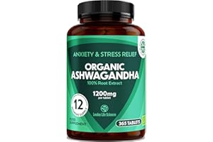 LONDON LIFE SCIENCES KSM-66 Ashwagandha 2000mg Organic and with Shilajit Root Extract Vegan Higher Bioavailability, Non-GMO (Year Supply, Organic (1200mg))