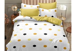 H HANSEL HOME Funda Nordica Cama 135 de 4 Piezas Transpirable Suave al Tacto 100% Microfibra, Funda Edredón 220x220m, Bajera 135x200cm con 2 Fundas de Almohada 50x75cm - Puntos Amarillos