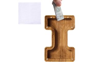 GOXAEEE Hucha Letra Madera Hucha Personalizada para Niños, Creativa Hucha como Casa Decoración Regalos para Cumpleaños Navidad (I)