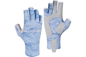 Bassdash Altime Guantes de Pesca sin Dedos con protección Solar UPF 50+ para Hombre y Mujer para Kayak Remo Senderismo Ciclismo conducción Tiro Entrenamiento