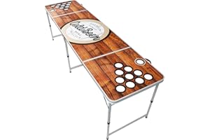 BEERCUP-CLASSICS Beercup Tables à bière pong - Set pour jeux de fête - Table à beerpong pliable et réglable en hauteur - Table à bière pong avec porte-gobelets rouges - Table de pong à bière étanche avec compartiment