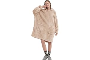FELOVE Suéter de Felpa con Capucha y Mangas. Suéter cómodo con Dos Bolsillos Profundos. Manta portátil. Manta con Capucha ultrasuave y cómoda para Adultos.