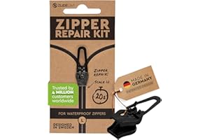 ZlideOn Reißverschluss Zipper Ersatz Reparatur Set – Schwarz Reißverschluss Reparieren Für wasserdichte Reißverschlüsse 1 Pack - Reissverschluss-Reparaturset