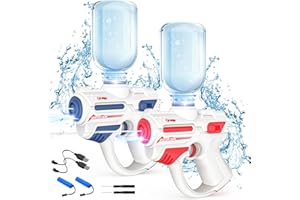 DDULEOG Pistolet à Eau Électrique pour Enfants Adultes, 2 Pcs Pistolets à Eau Lumineux Grande Capacité, Convient Aux Fêtes Piscine Garçons et Filles, Activités Plage, Bataille d'eau, Cadeaux Jouets D'été