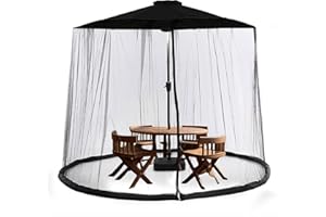 Moskitonetz für Sonnenschirm, dellyy 230x300CM Fliegengitter Pavillon Rund, Pavillon mit Fliegengitter, für Terrassen, Decks, Rasenflächen und Balkone