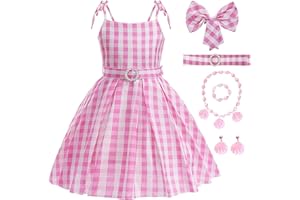 Cnexmin Deguisement Barbie Ragazza Vestito da Principessa Barbie Costume con Accessori Compleanno Natale Halloween Partito Carnevale Cosplay Vestito da Sera per 3-8 Anni