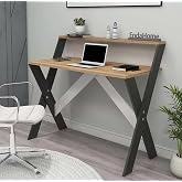 Reyo Home Enda X Ayaklı Raflı Ders &Ccedil;alışma Masası 50x90 cm Antrasit - &Ccedil;am
