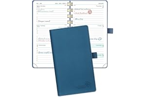 POPRUN Pocket Diary 2024 Week to View 16.5 x 9 cm Spiral Bound Soft Cover, Slim 24 Small Weekly Planner with Work Appointment, Card Slot, 100GSM FSC® Paper - Night Sky Blue