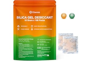 Ciberate 10g x 100 Packungen Silica Gel mit Orangenperlen Feuchtigkeitsanzeige lebensmittelechtem Kieselgel Trockenmittel Beutel Silicagel Feuchtigkeitsabsorber zur Entfernung von Feuchtigkeit