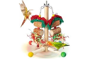 GingerUPer Parrot Toys, Budgie Toys for caged birds, Suitable for African Grey, Macaws, Cockatoos, Amazon Parrots (Green)