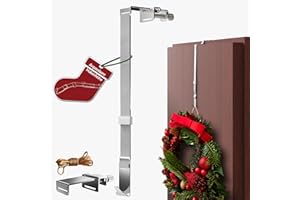 4smile Gancio per porta – Gancio per porta esterna in acciaio inox e porta interna, stabile supporto per porta di casa esterna – montaggio flessibile regolabile – Gancio per porta per ghirlanda