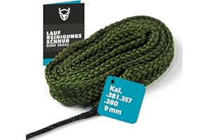 Royal Hunter® Filo per la pulizia della corsa I Borensake calibro .38 .357 .380 – 9 mm, pulizia della corsa per fucili e pistole Premium Bore Snake con spazzola in ottone integrata