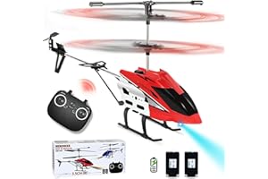 Hereneer Hubschrauber Ferngesteuert, RC Hubschrauber, RC Helikopter Spielzeug mit LED, RC Heli mit Schwebefunktion, Indoor Spielzeug Geschenk für Jungen Mädchen Erwachsene (Rot)