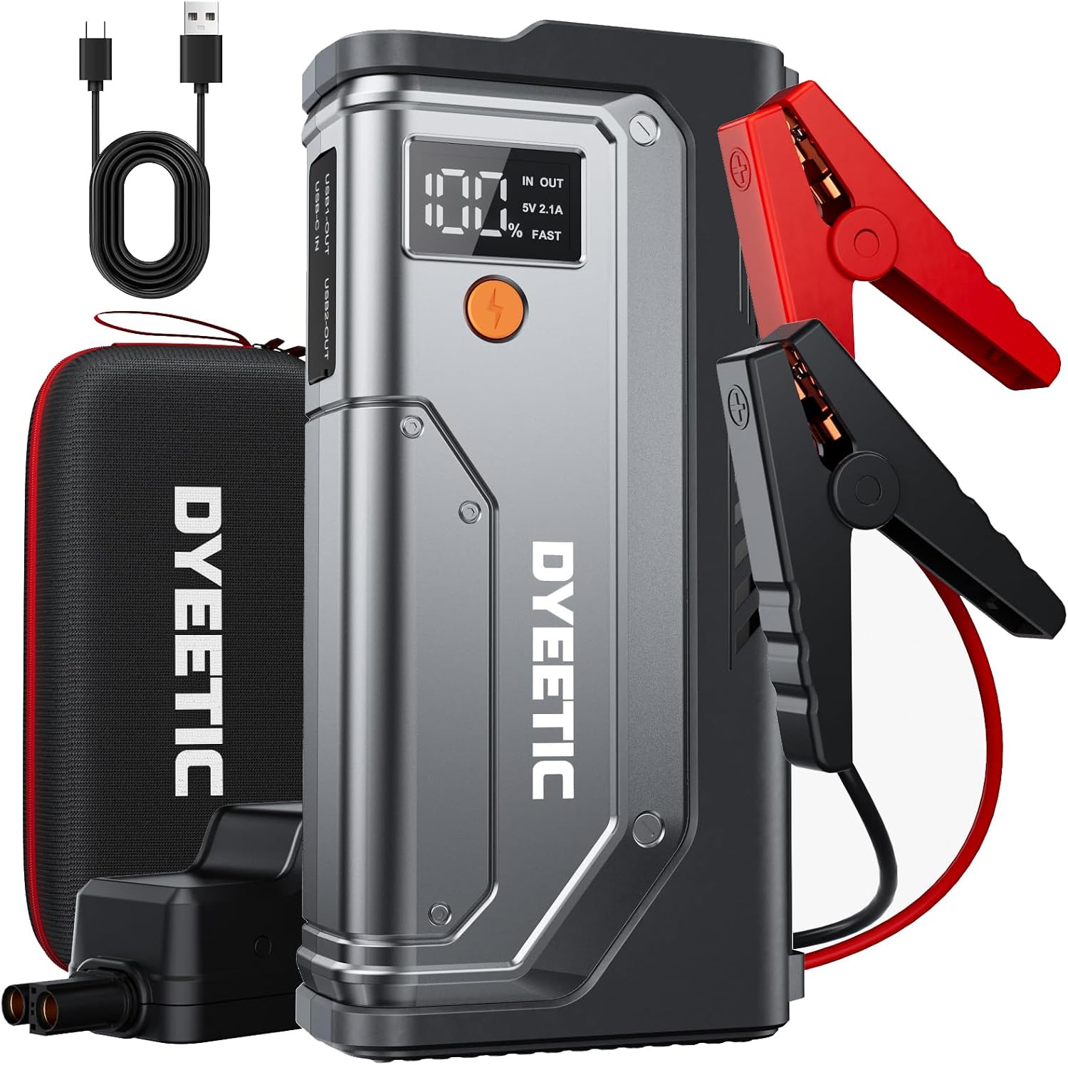 Booster de démarrage automatique 6000A, démarreur d'urgence pour 12 V Moto All Gas/10L Diesel, Jump Starter Batterie, Gants isolants, booster pour batteries de voiture avec lampe de poche LED