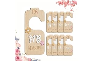 CHANEEHANN 8 Pièces Séparateurs Placard pour Bébé en Bois, Diviseurs de Garde-Robe Bébé,Separateur Penderie pour Bébé,Diviseurs de Taille Vêtements,Organisateurs de Vêtements pour Bébé du Nouveau-né à 24 Mois
