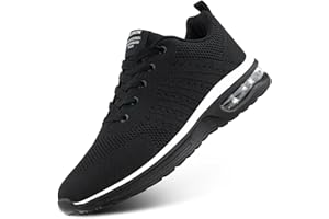 Hitmars Scarpe Running Donna Uomo Scarpe Ginnastica Scarpe da Corsa Sneakers Sportive Air Scarpe Sport Tennis Fitness Platform Bianche Nero EU 36-47