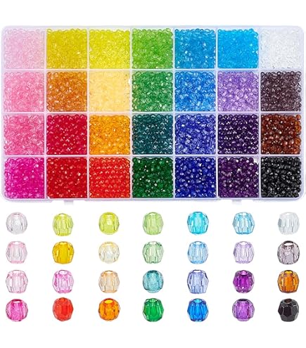Lot De 300 Perles Toupies Acrylique à Facettes Transparentes - Diamètre 4 Mm - Neuf