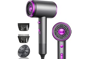 CUGEFRE Asciugacapelli a Professionale Ioni Negativi, Hair Dryer, 60,000 RPM, 3 Livelli Aria Fredda/Calda, Riscaldamento Rapido, Temperatura Costante, Silenzioso con Distributore di Calore e Ugello