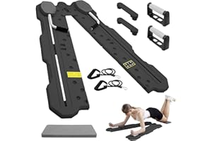 LIROPAU Pilates Board, Pilates Reformer Compact, Tragbare und Faltbare Pilates Reformers Maschine mit Auto Rückprall, multifunktionales Bauchmuskelbrett für Zuhause und im Fitnessstudio