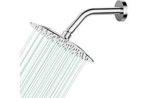 AULEEND Rain Shower Head, Work with Any Decorative Style，All Metal Rainfall Shower Head (Chrome, 8 Inch)