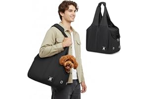 ALLSOPETS Borsa per Cani Taglia Piccola, Marsupio per Cani Traspirante e Comodo, Borsa Cane Portatile per Gatti con Gancio per Guinzaglio, Ideale per Viaggi e Campeggio (Nero Intenso)