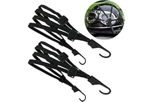 GAROMIA 2 Pcs Filet Moto avec Crochets Double, Ceinture de Sangle de Bagage Rétractable Nylon Noir Sangle Porte Velo pour Support Casque et Porte Bagage pour Motos et Velos