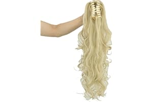 IMISSU Grueso desorden rizado mandíbula garra cola de caballo piezas de cabello extensiones Pony Tail Clip en postizo para mujeres (Rubia sucia)