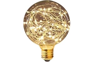DINOWIN G95 Vintage Edison Ampoule, Romantique Décoration LED Ampoule E27 Base 3 W 300LM Rétro Globe Ampoule Lampe Décorative Ampoule pour Noël Maison Parti De Mariage Bars (Blanc chaud)