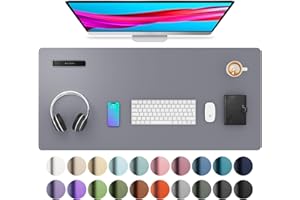 Aothia podkładka na biurko, podkładka pod mysz, mata na biurko, antypoślizgowa mata ze skóry PU, wodoodporna, do biura i domu (91 x 43 cm, jasnoszara)