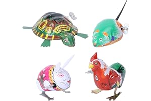 TOYANDONA 4 Stücke Kinder Aufziehspielzeug Tiere Ostern Osterhase Huhn Küken Figur Schildkröte Blechspielzeug Aufziehtiere Aufziehfigur Wind Up Uhrwerk Spielzeug für Baby Geburtstag Geschenke